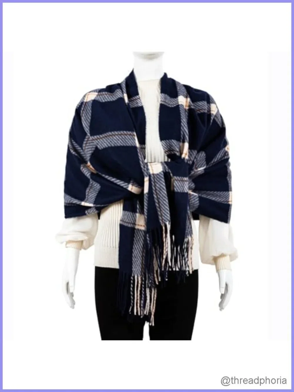 Women's Oversized Plaid Pashmina Feel Scarf Shawl Wrap Tassel Winter